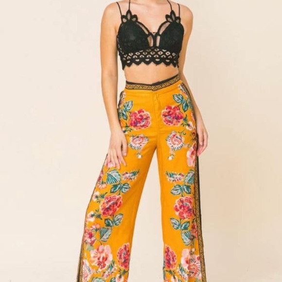 Jealous Tomato Floral Print Wide Leg Pants - Picture 8 of 17